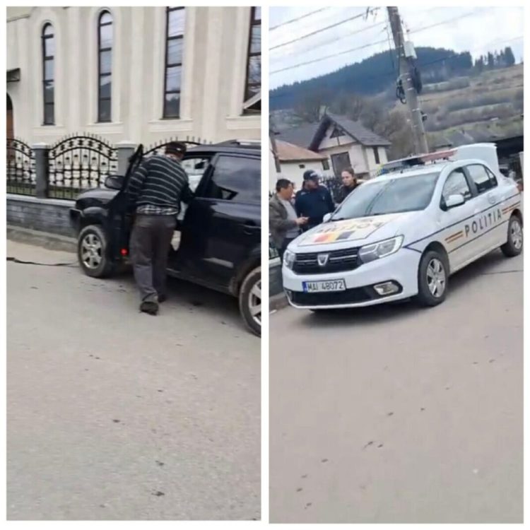 Accident rutier în Săliștea de Sus: mașină scăpată de sub control, oprită în gardul unei biserici