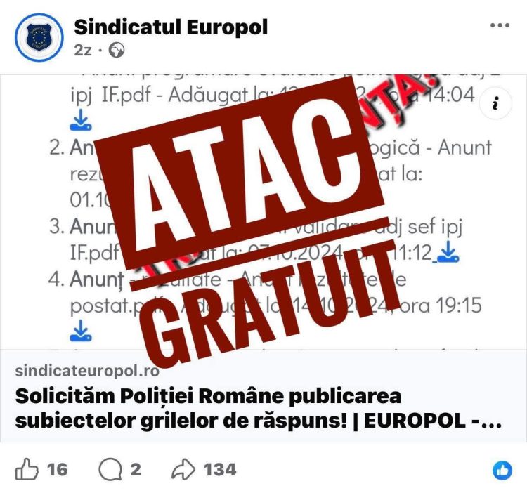 Poliția Română – Precizări cu privire la noile atacuri deliberate alel Sindicatului Europol