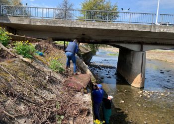 Intervenție pe râul Săsar – deșeuri și saltele, îndepărtate din albie