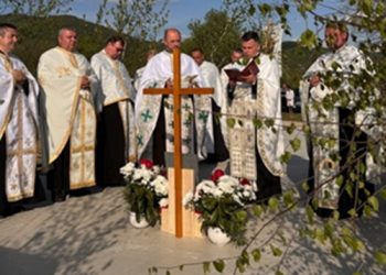 Sfințirea pietrei de temelie pentru noua biserică greco-catolică din Bârgău, Protopopiatul Seini