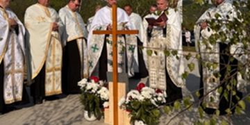 Sfințirea pietrei de temelie pentru noua biserică greco-catolică din Bârgău, Protopopiatul Seini