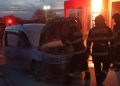 Autoutilitară distrusă de flăcări pe DN18, în Pasul Hera