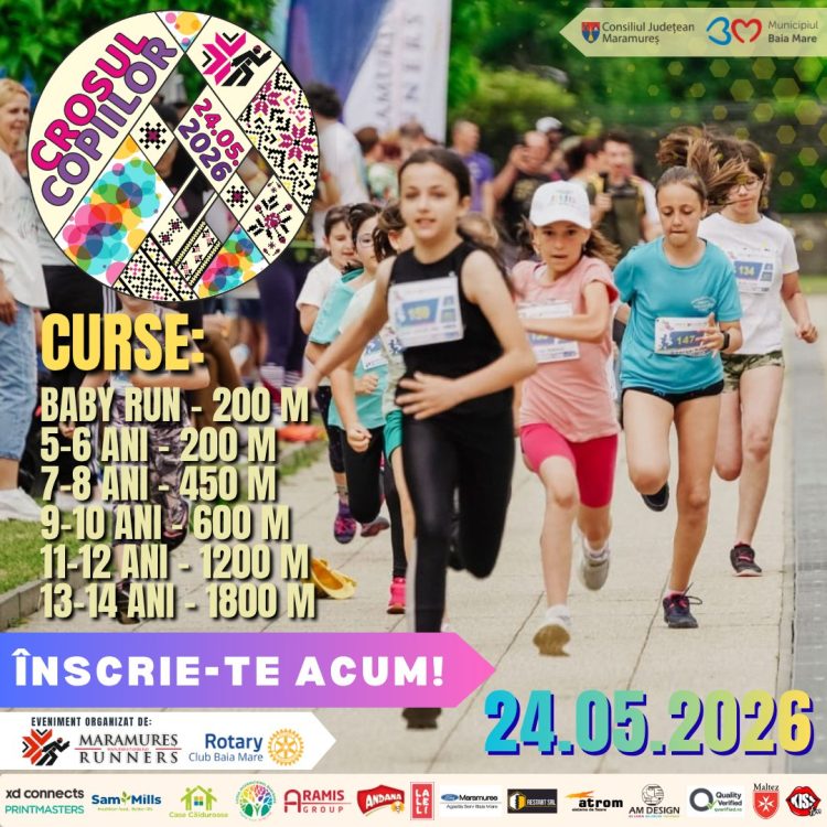 Ultima săptămână de înscrieri la Crosul Copiilor 2026: Maramureș Runners anunță startul emoțiilor sportive