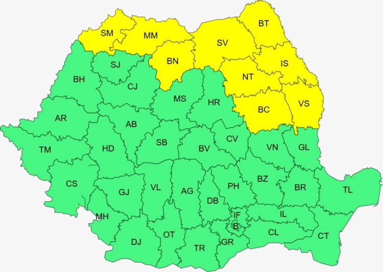 ANM anunță vreme severă în Maramureș – Cod galben de de ploi torenţiale, vânt puternic și grindină