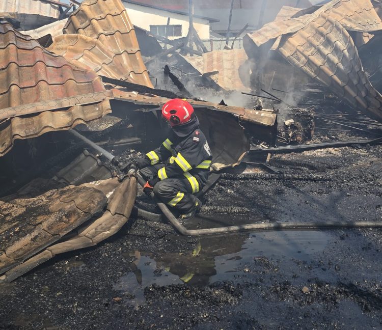 Incendiu cu risc major la Sarasău, autospeciale din trei județe intervin la fața locului