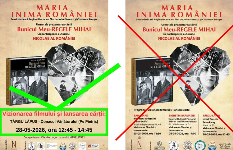 Ușile s-au închis pentru Principele Nicolae la Târgu Lăpuș: proiecția filmului „Maria, Inima României” și volumul „Bunicul meu, Regele Mihai” – au o nouă locație
