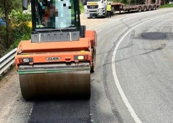 Reparații cu mixtură asfaltică la cald pe DN 18, între Moisei și Borșa