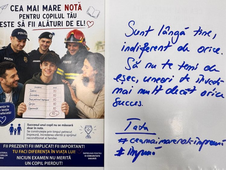 MAI: „Niciun examen nu merită un copil pierdut. Cea mai mare notă este să știe că ești alături de el!”