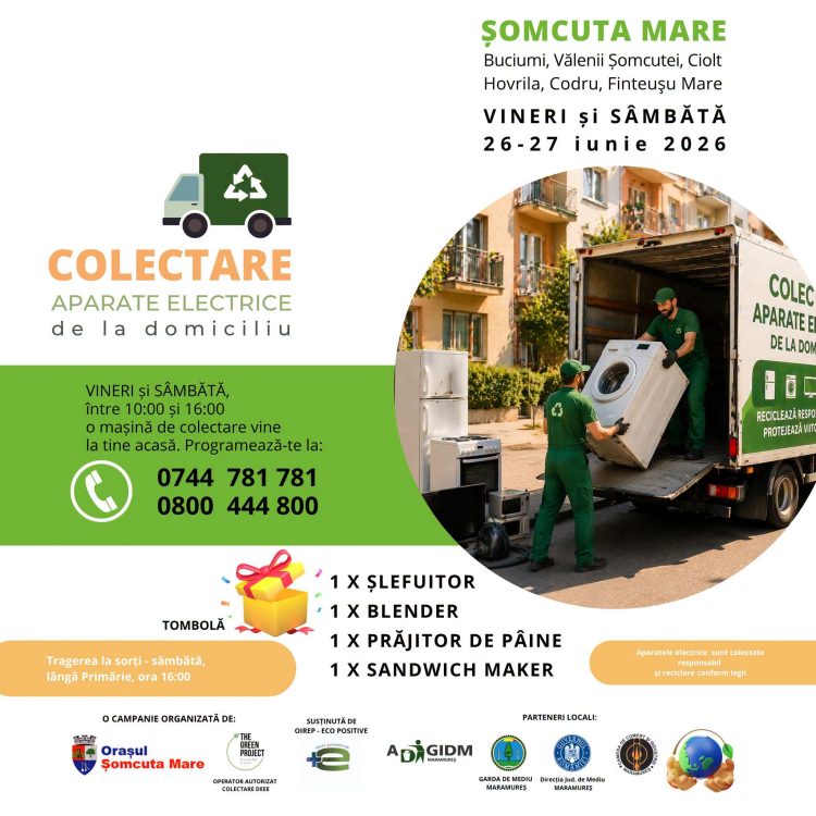 Campanie de colectare a deșeurilor electrice la Șomcuta Mare, în 26–27 iunie 2026