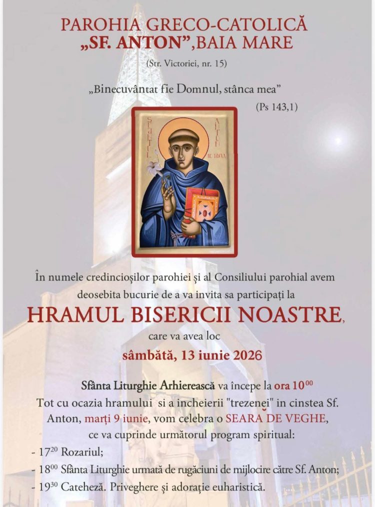 Parohia Greco-Catolică „Sfântul Anton” din Baia Mare își sărbătorește hramul