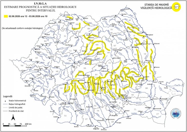 Ploile anunțate de meteorologi aduc risc de inundații în Maramureș