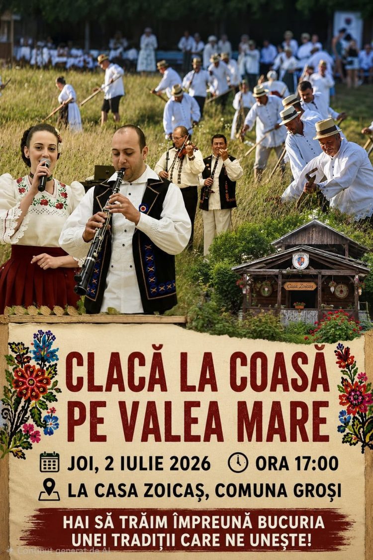„Clacă la coasă” pe Valea Mare. Comunitatea din Groși readuce la viață una dintre cele mai frumoase tradiții ale satului românesc