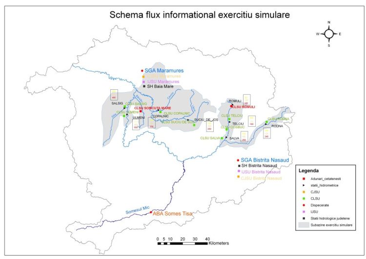 Exercițiu de simulare a inundațiilor în Maramureș și Bistrița-Năsăud. Sunt testate procedurile de intervenție și alarmare a populației
