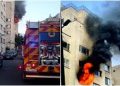 Incendiu într-un bloc de garsoniere din Baia Mare. Patru persoane au ajuns la spital, două în stare gravă