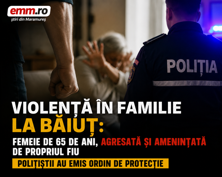Violență în familie la Băiuț: femeie de 65 de ani, agresată și amenințată de propriul fiu