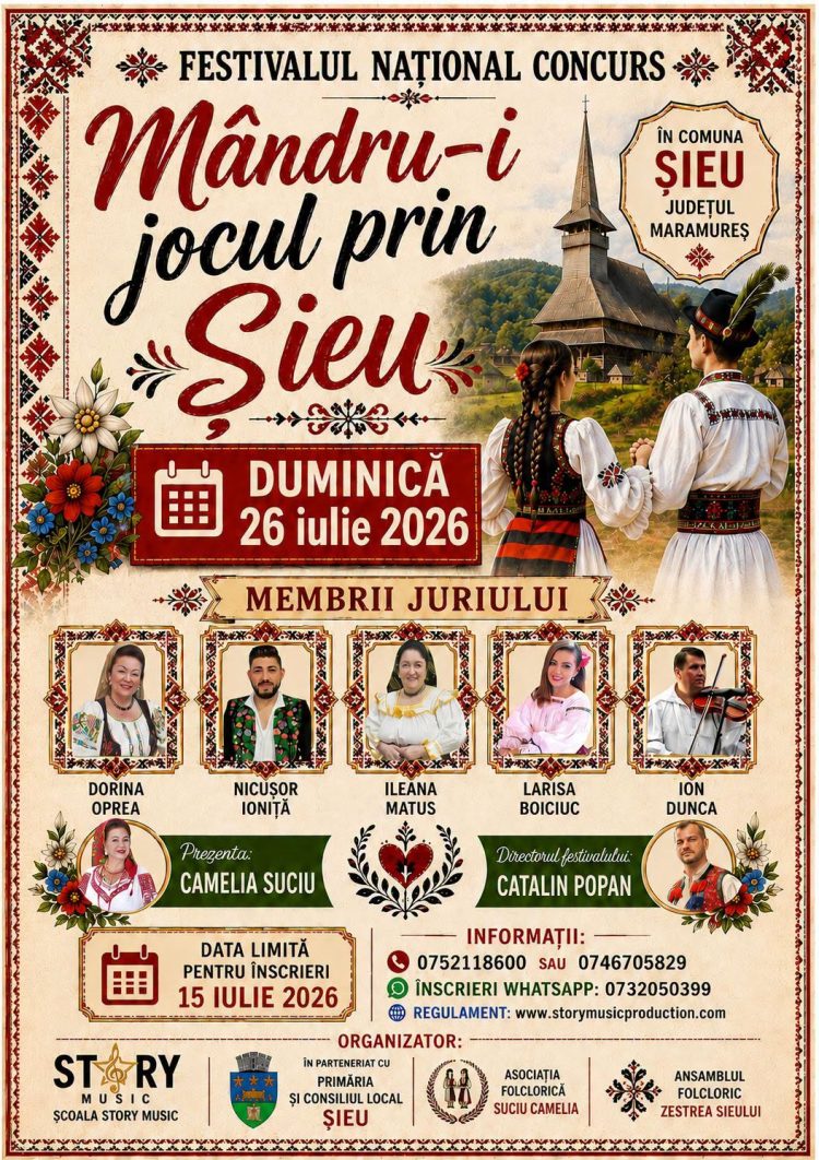„Mândru-i jocul prin Șieu” revine în 2026. Festival-concurs național dedicat folclorului are loc pe 26 iulie