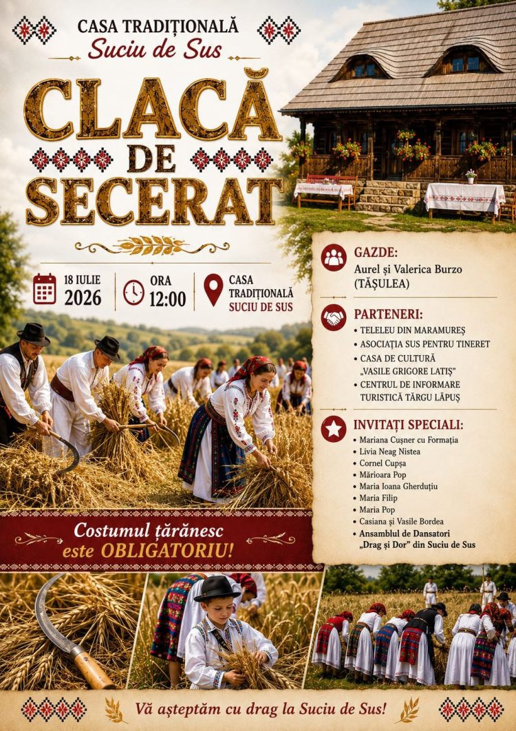 „Claca de secerat” readuce la viață tradițiile satului românesc, la Suciu de Sus