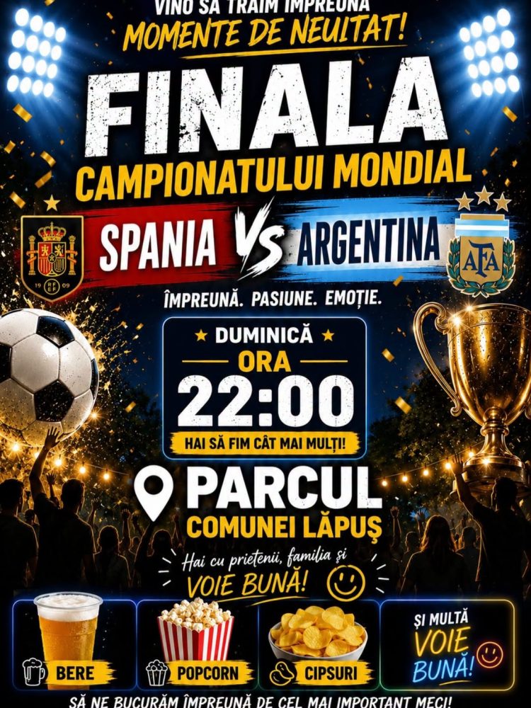 Lăpușenii, invitați să urmărească împreună finala Campionatului Mondial de Fotbal în Parcul Central