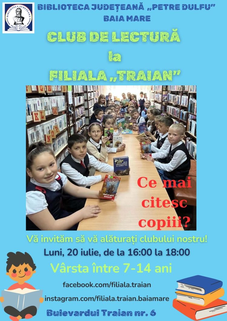 Club de lectură pentru copii la Filiala Traian din Baia Mare