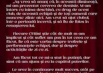 Cutremur la CFR Cluj! Iuliu Mureșan și-a depus demisia: „Am ajuns și eu la capătul puterilor”