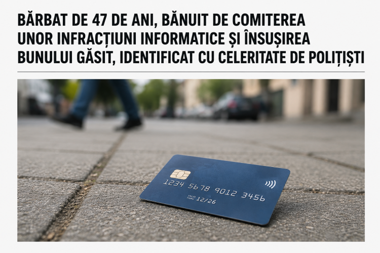Bărbat de 47 de ani, identificat rapid de polițiști după ce ar fi folosit un card bancar pierdut. TÂRGU LĂPUȘ