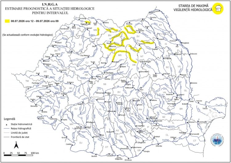 Maramureș intră sub Cod galben hidrologic. Sunt vizate râurile Vișeu, Iza și Lăpuș