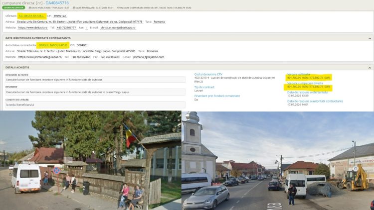 Mai scump decât la Baia Mare! O stație de autobuz din Târgu Lăpuș ajunge la preț de vilă