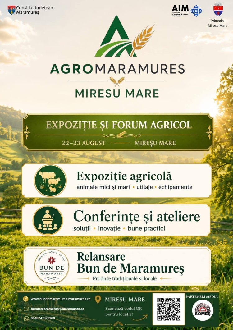 AGROMARAMUREȘ 2026: Mireșu Mare găzduiește, în 22 și 23 august, o amplă expoziție și un forum agricol