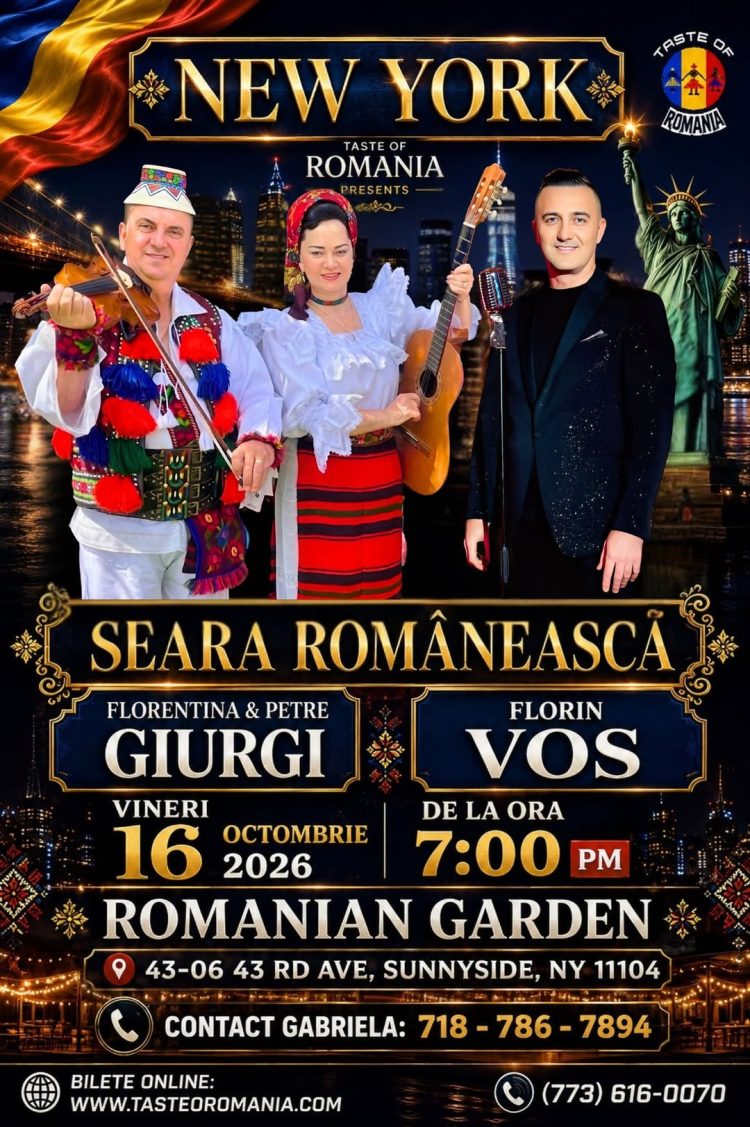 Seară românească la New York: Florentina & Petre Giurgi urcă pe scenă la Romanian Garden
