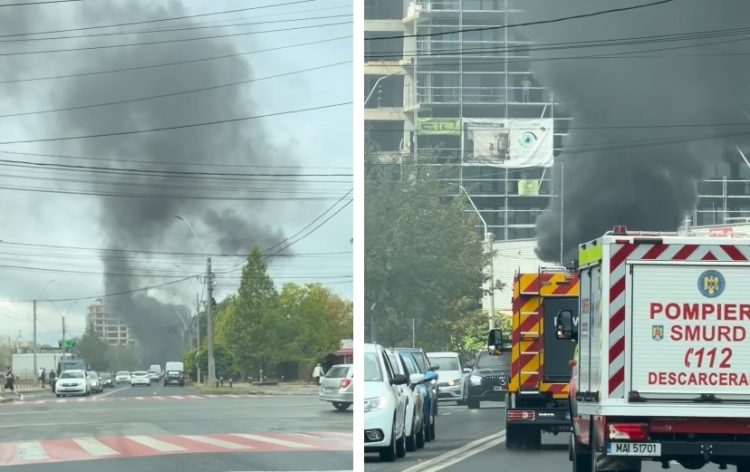 Autoturism în flăcări pe strada George Coșbuc din Baia Mare. Fără victime