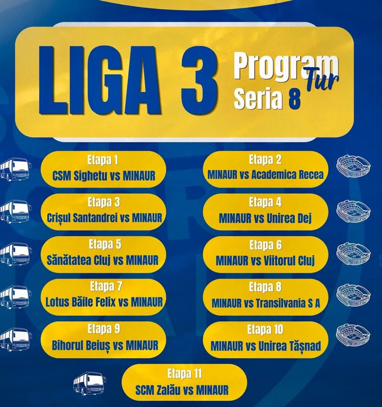 Fotbal. CS Minaur Baia Mare și-a aflat programul din Liga a III-a pentru sezonul 2026-2027