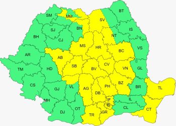COD GALBEN: Instabilitate atmosferică, averse torențiale însemnate cantitativ până în seara de vineri