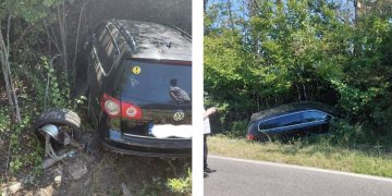 Accident rutier în Cărbunari, pe DN 18B. Un autoturism a ajuns în afara carosabilului