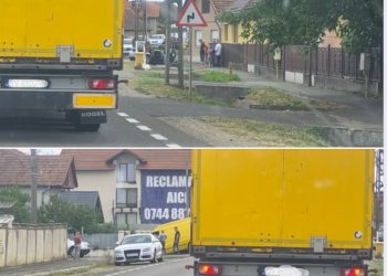 Trafic îngreunat în Seini – Autoturism și autoutilitară în afara carosabilului