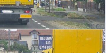 Trafic îngreunat în Seini – Autoturism și autoutilitară în afara carosabilului