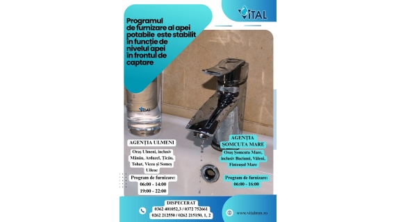 Program furnizare apă potabilă în orașele Șomcuta Mare, Ulmeni și localitățile aparținătoare