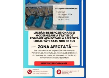 Lucrări programate la Stația de pompare a apei potabile din Satu Nou de Sus