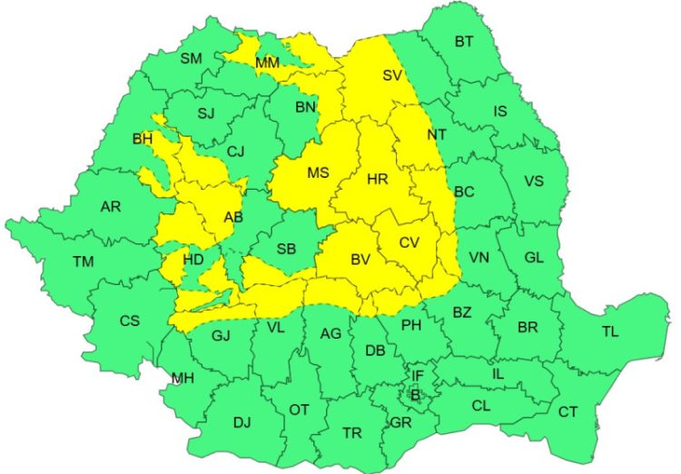 Cod galben de furtuni în Maramureș – Ploi torențiale, vijelii și grindină