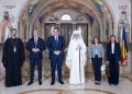 Înainte de a-i fi naș lui Alexandru Nazare și Maria Mihali, ministrul grec al Finanţelor s-a întâlnit cu Patriarhul Daniel