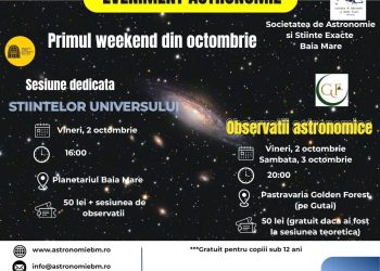 Primul weekend din octombrie vine cu observații astronomice în Baia Mare și pe Gutâi