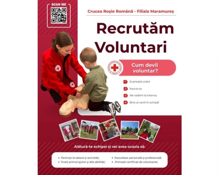 Vrei să devii voluntar? Crucea Roșie Maramureș își mărește echipa