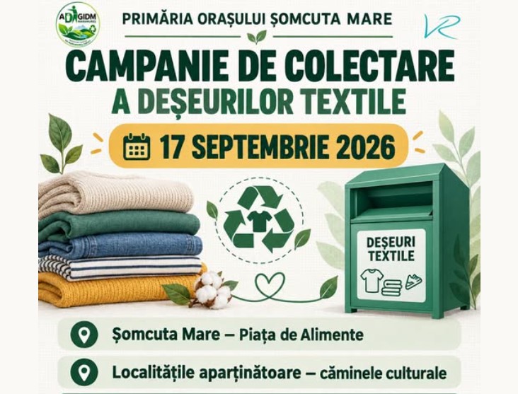 Hainele vechi nu ajung la gunoi! Campanie de colectare a textilelor în Șomcuta Mare