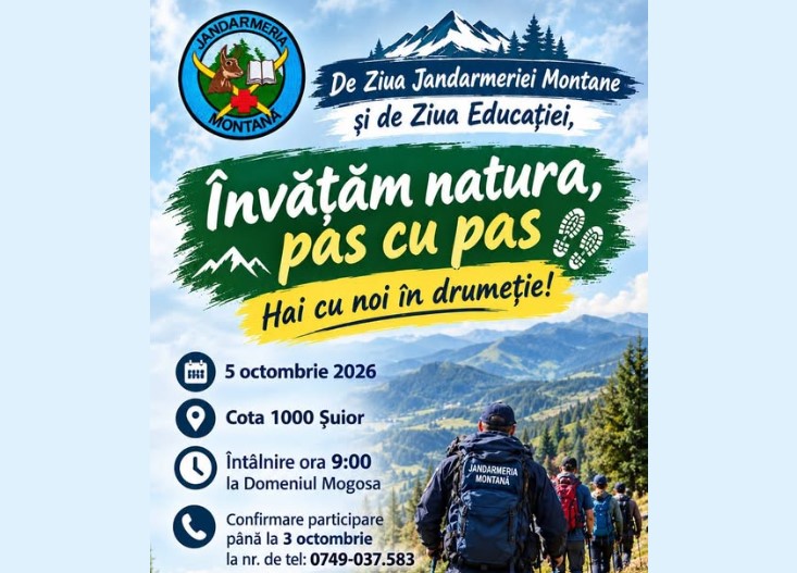 Duminică, la pas prin munții Maramureșului. Jandarmii organizează o drumeție la Șuior
