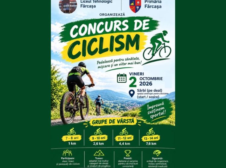 Concurs de ciclism la Fărcașa. Copiii și tinerii sunt așteptați la start