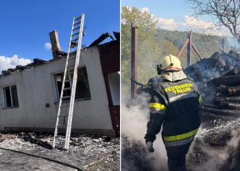 Incendiu în Dealul Corbului – Pompierii profesioniști și voluntari au intervenit pentru stingerea focului