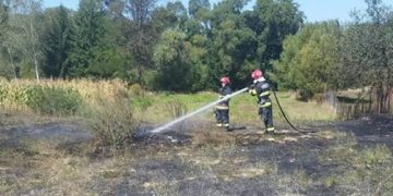 Două incendii de vegetație uscată, stinse de pompierii voluntari din Târgu Lăpuș și de localnici