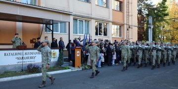 Jurământ militar la Baia Mare. Soldații Batalionului 813 Infanterie „Maramureș”, într-un moment solemn