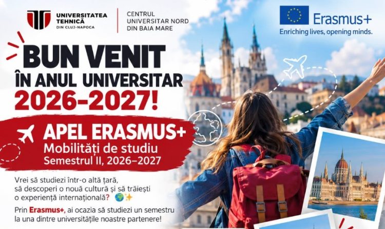 Studenții din Baia Mare pot pleca cu Erasmus+ în semestrul II. Au început înscrierile