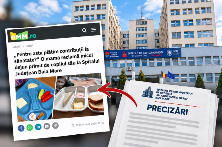 Spitalul Județean Baia Mare reacționează după fotografiile cu mâncarea pacienților: „A fost un incident izolat”