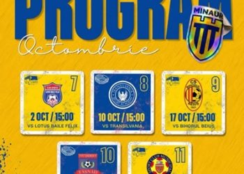 Fotbal. CS Minaur Baia Mare are cinci meciuri în luna octombrie. Programul echipei